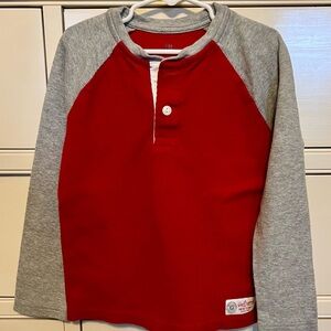 GAP Red and Gray Kids Long Sleeve Raglan Tee